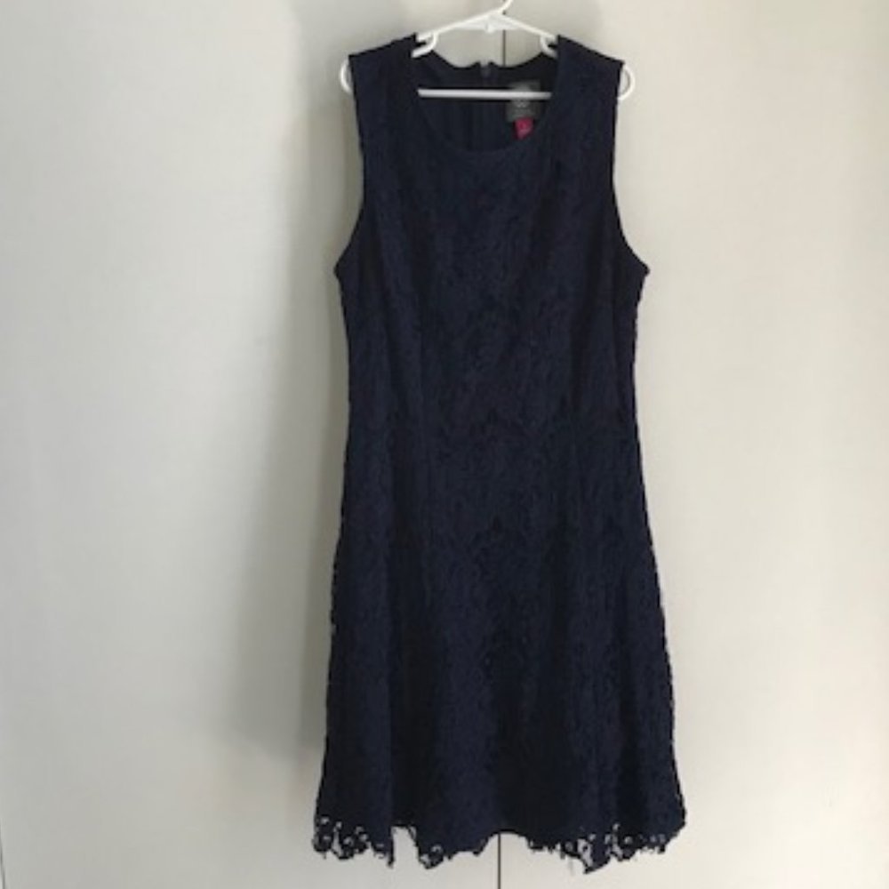 Vince Camuto Navy Blue Fit and Flare Dress.